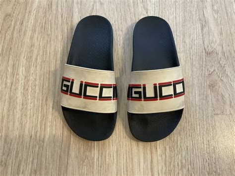 white gucci flip flops size 5|Gucci slides women size 36.